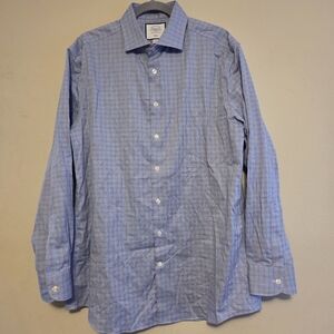 Charles Tyrwhitt Slim Fit Dress Shirt 17.5/36 White Blue Red Check Non-Iron